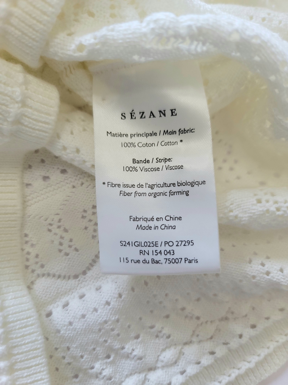 Sezane Keyla V-neck Lace Knit Cotton Sweater Cardigan Crochet Trim XXS - Picture 7 of 9